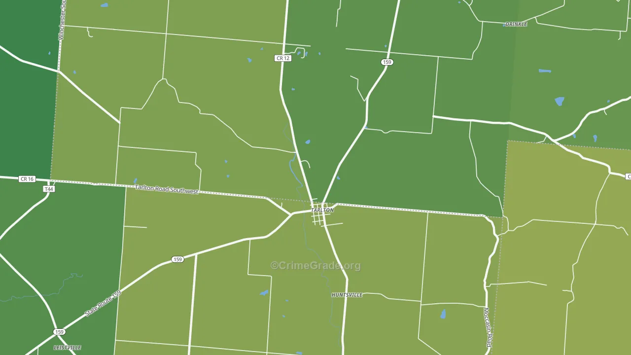 Tarlton, OH Map of Vehicle Theft Rates
