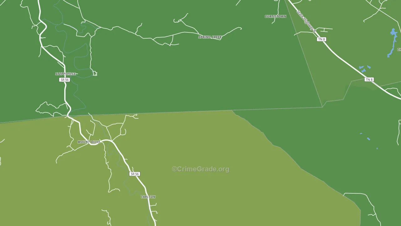 Tarlton, TN Map of Vehicle Theft Rates