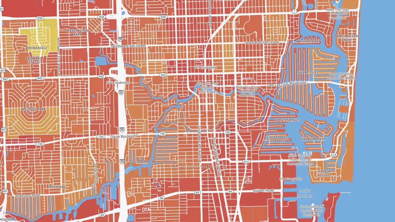Tarpon River, Fort Lauderdale, FL Map of Vehicle Theft Rates