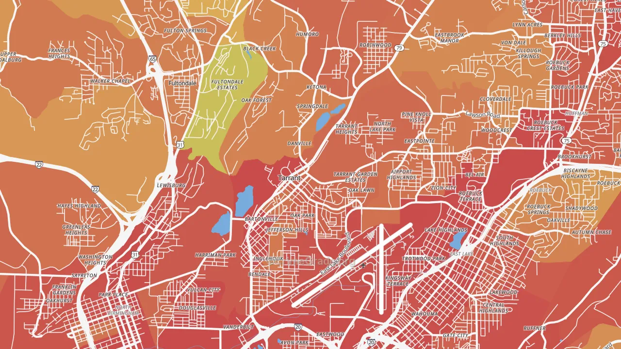 Tarrant, AL Map of Vehicle Theft Rates