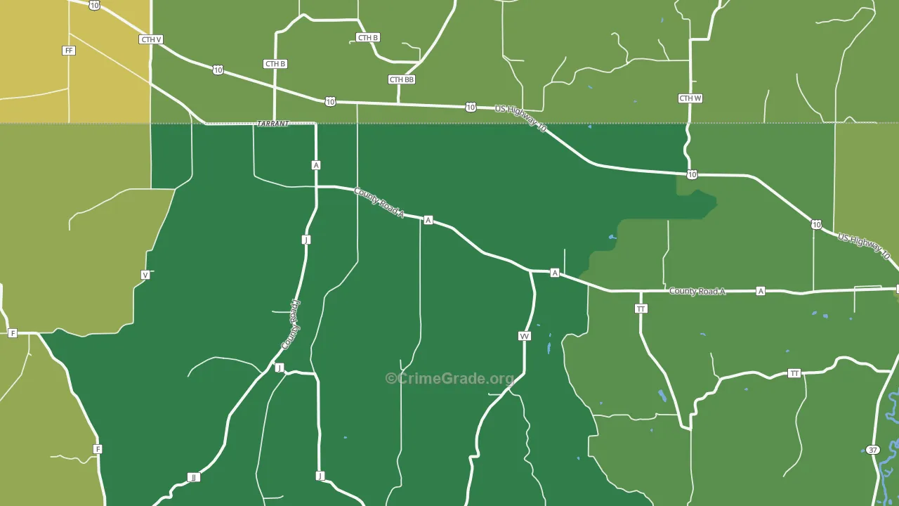 Tarrant, WI Map of Vehicle Theft Rates