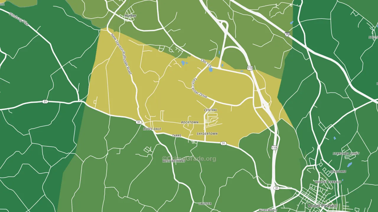 Tarrs, PA Map of Vehicle Theft Rates