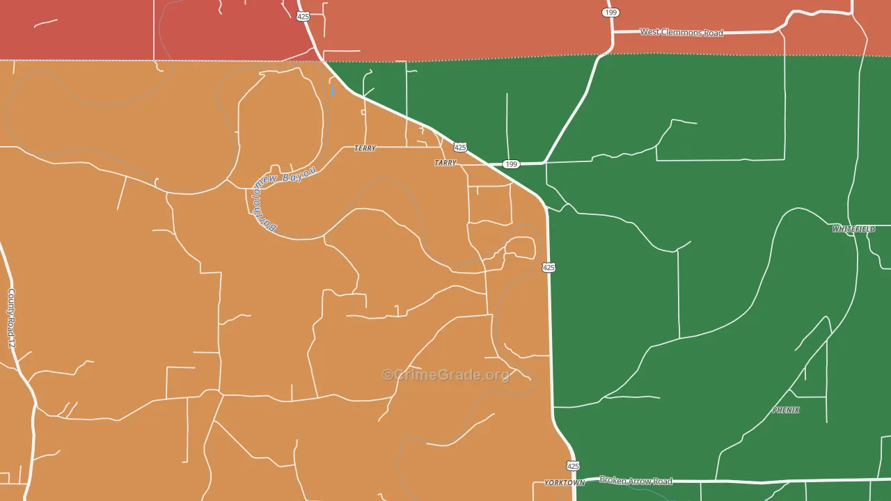 Tarry, AR Map of Vehicle Theft Rates