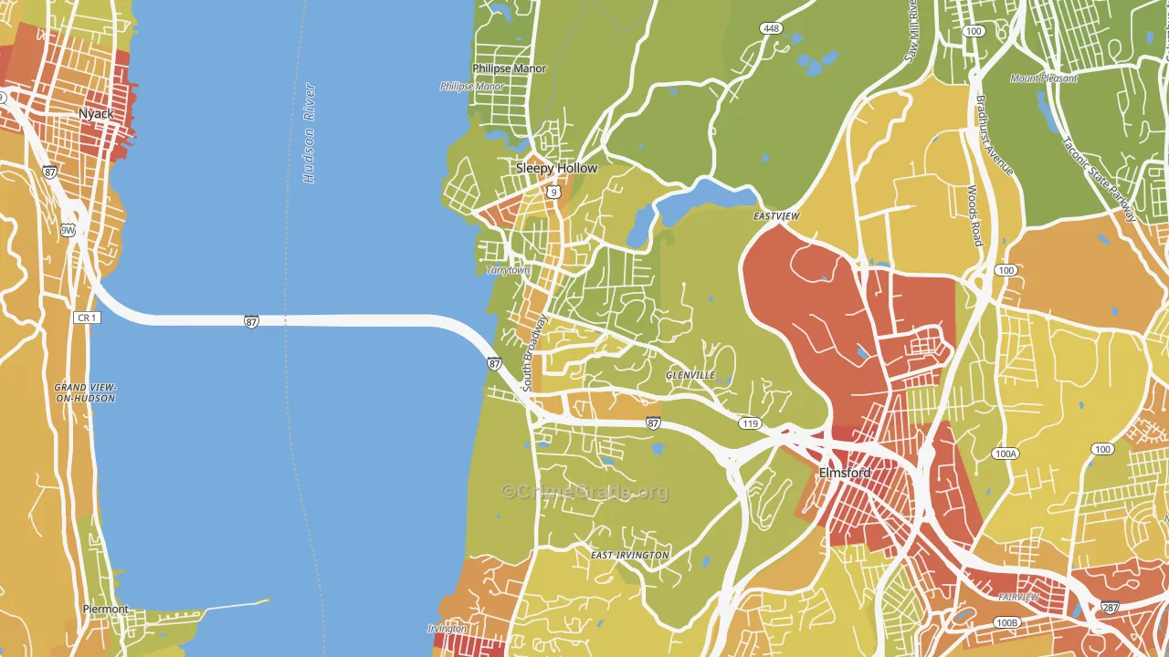 Tarrytown, NY Map of Vehicle Theft Rates