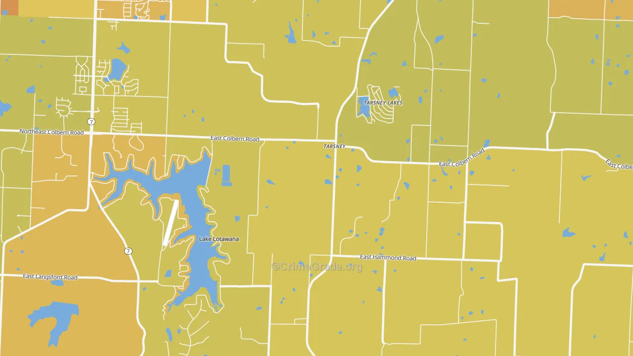 Tarsney Lakes, MO Map of Vehicle Theft Rates