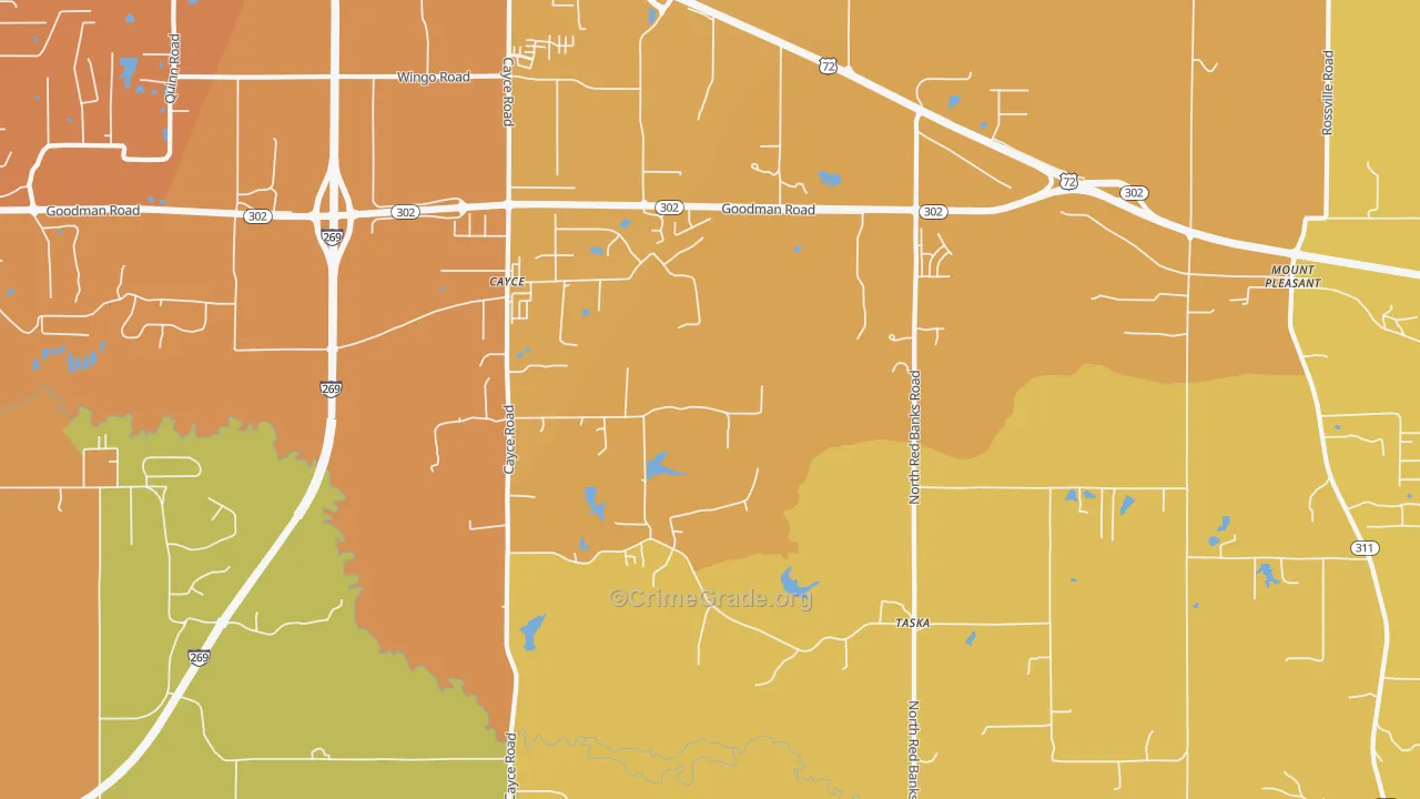 Taska, MS Map of Vehicle Theft Rates