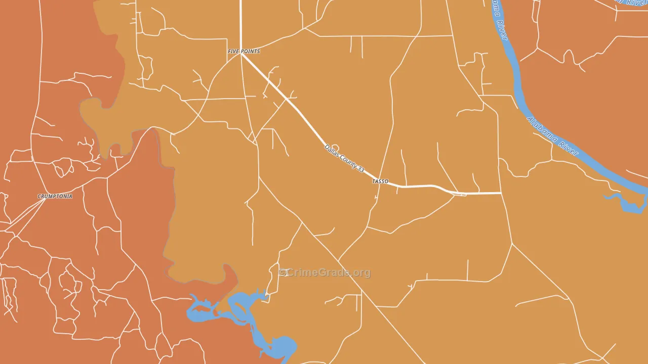 Tasso, AL Map of Vehicle Theft Rates