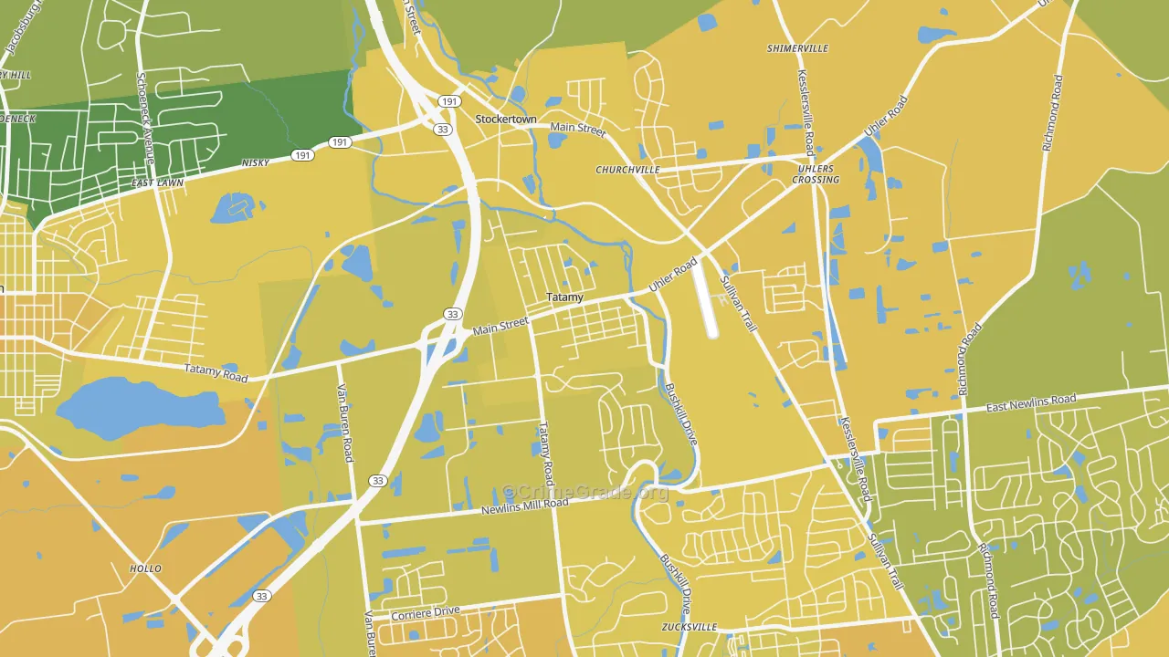 Tatamy, PA Map of Vehicle Theft Rates