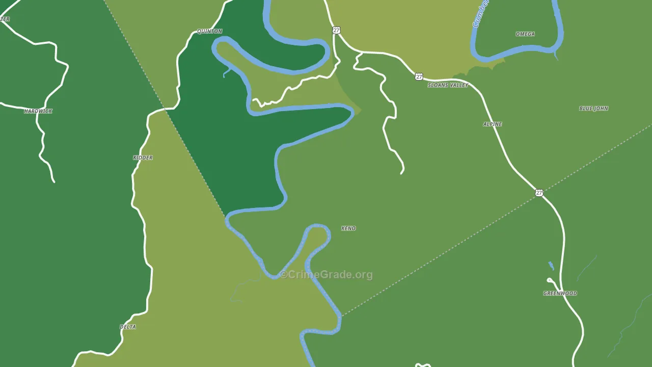 Tateville, KY Map of Vehicle Theft Rates