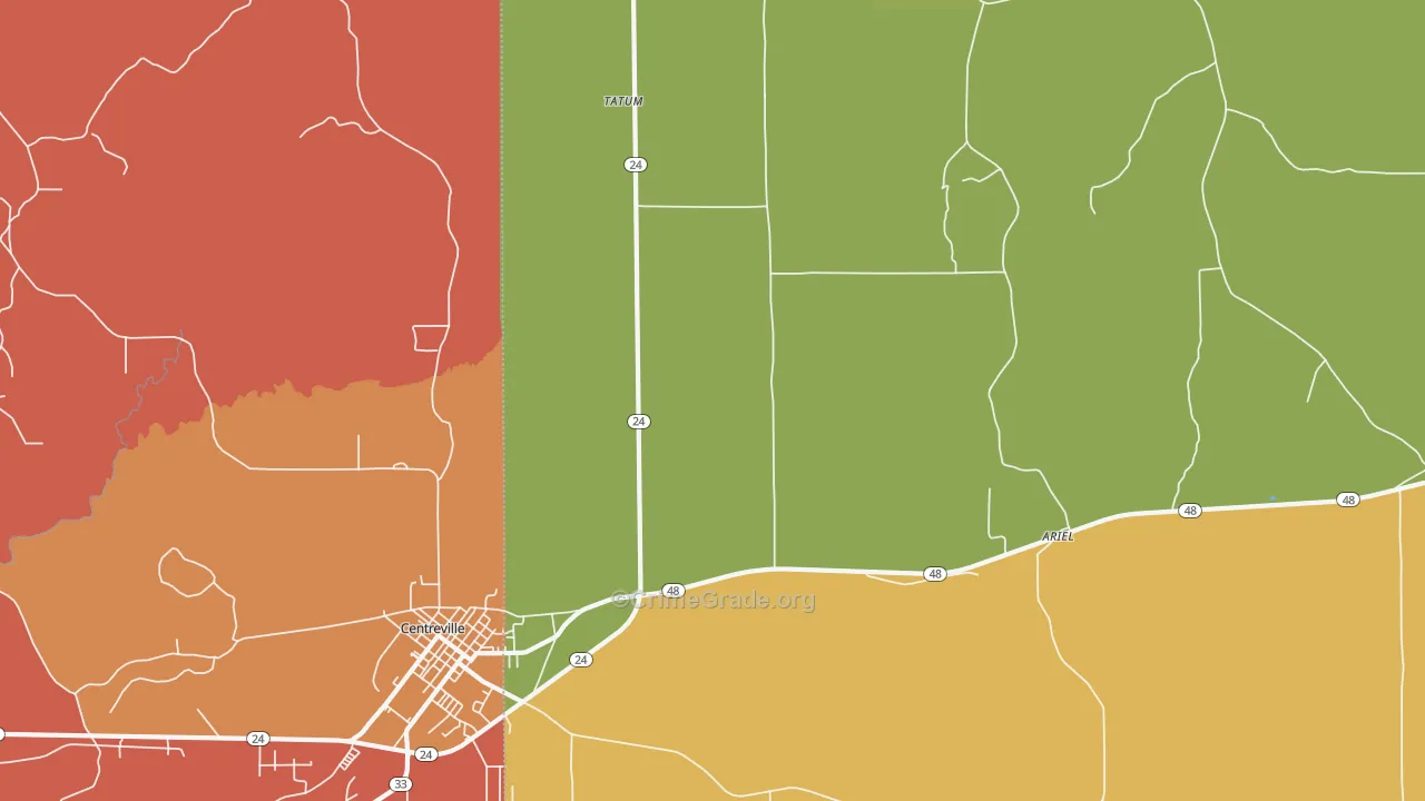 Tatum, MS Map of Vehicle Theft Rates