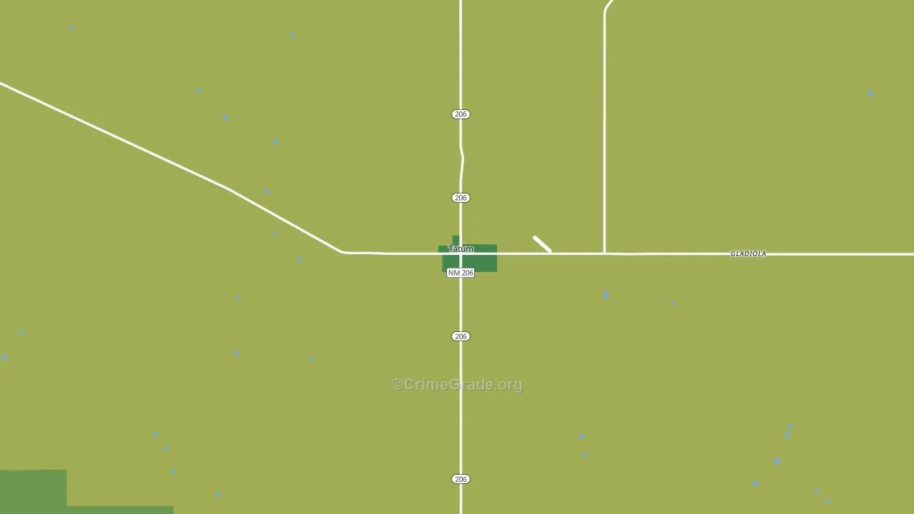 Tatum, NM Map of Vehicle Theft Rates