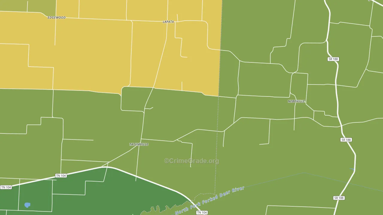 Tatumville, TN Map of Vehicle Theft Rates