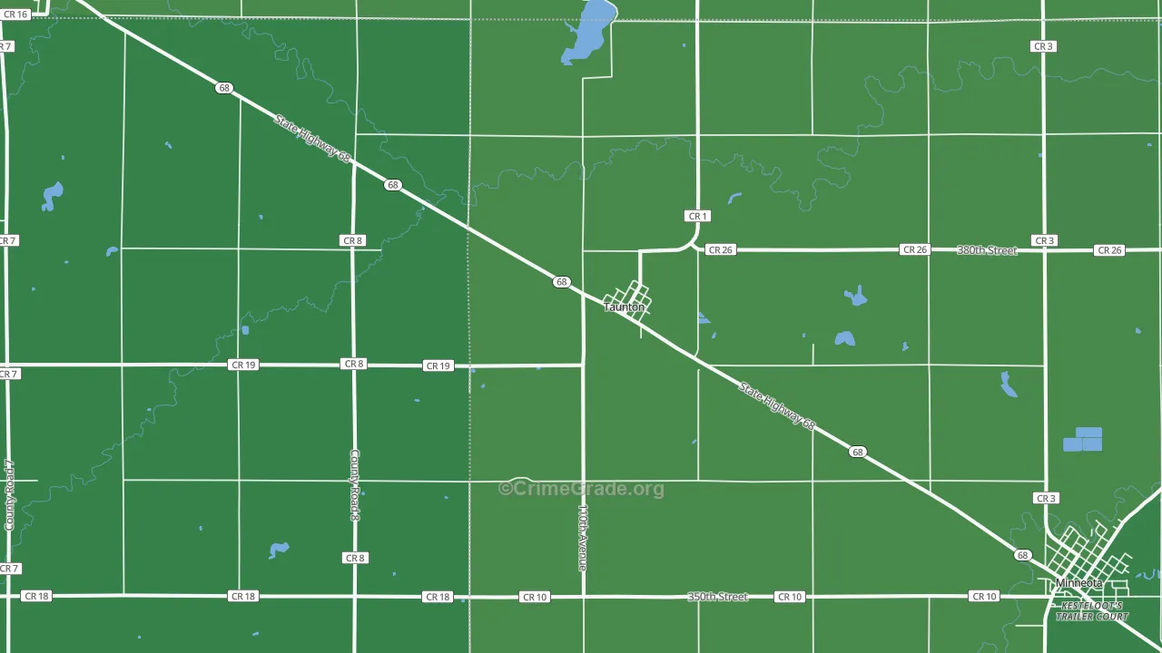 Taunton, MN Map of Vehicle Theft Rates