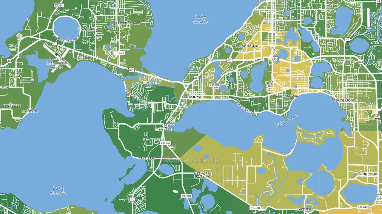 Tavares, FL Map of Vehicle Theft Rates