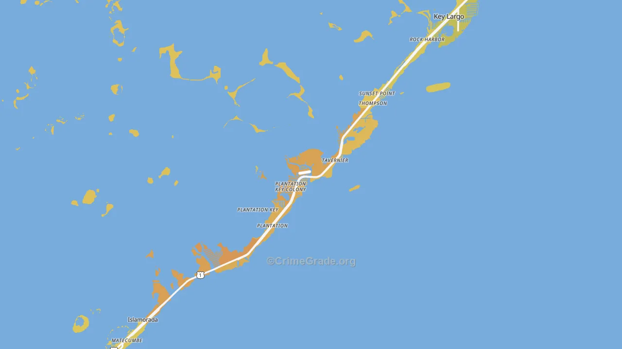 Tavernier, FL Map of Vehicle Theft Rates