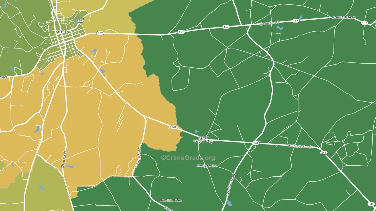 Taxahaw, SC Map of Vehicle Theft Rates