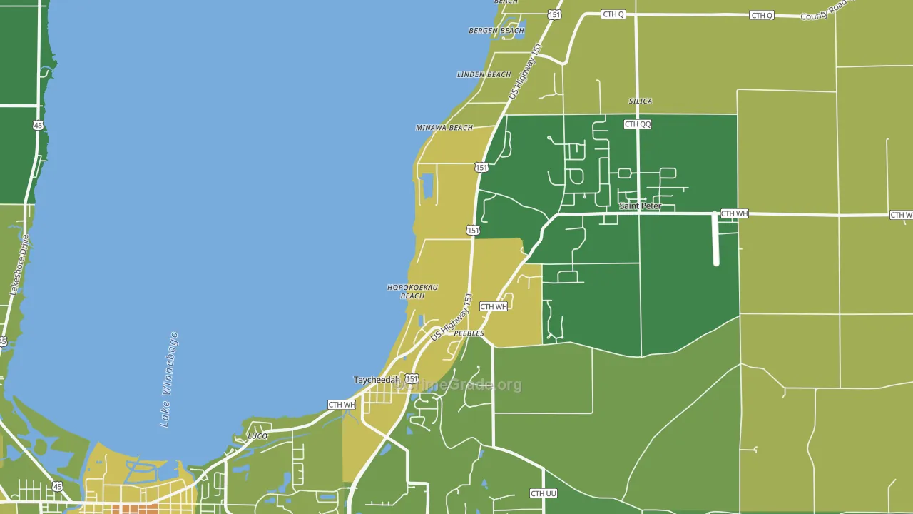 Taycheedah, WI Map of Vehicle Theft Rates