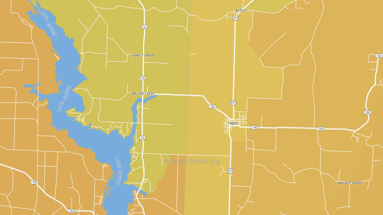 Taylor, AR Map of Vehicle Theft Rates