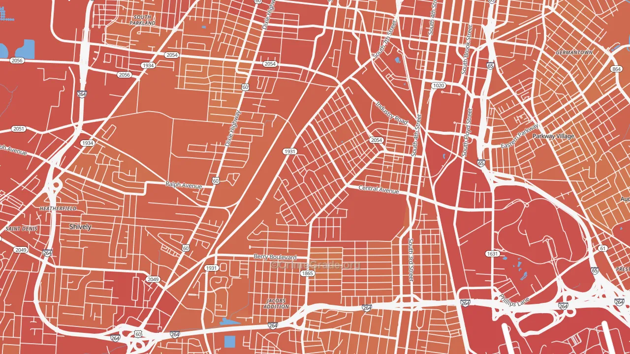 Taylor Berry, Louisville, KY Map of Vehicle Theft Rates