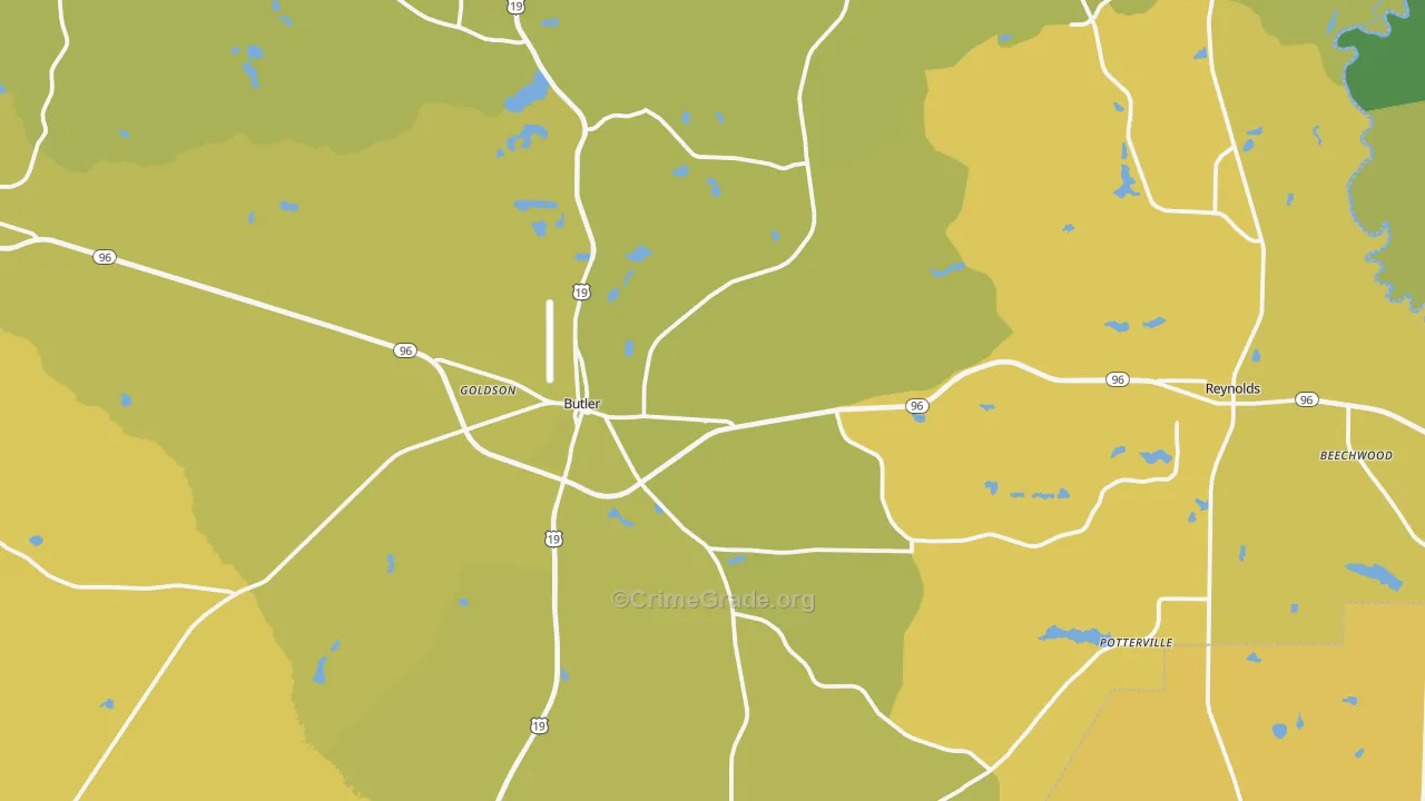 Taylor County, GA Map of Vehicle Theft Rates