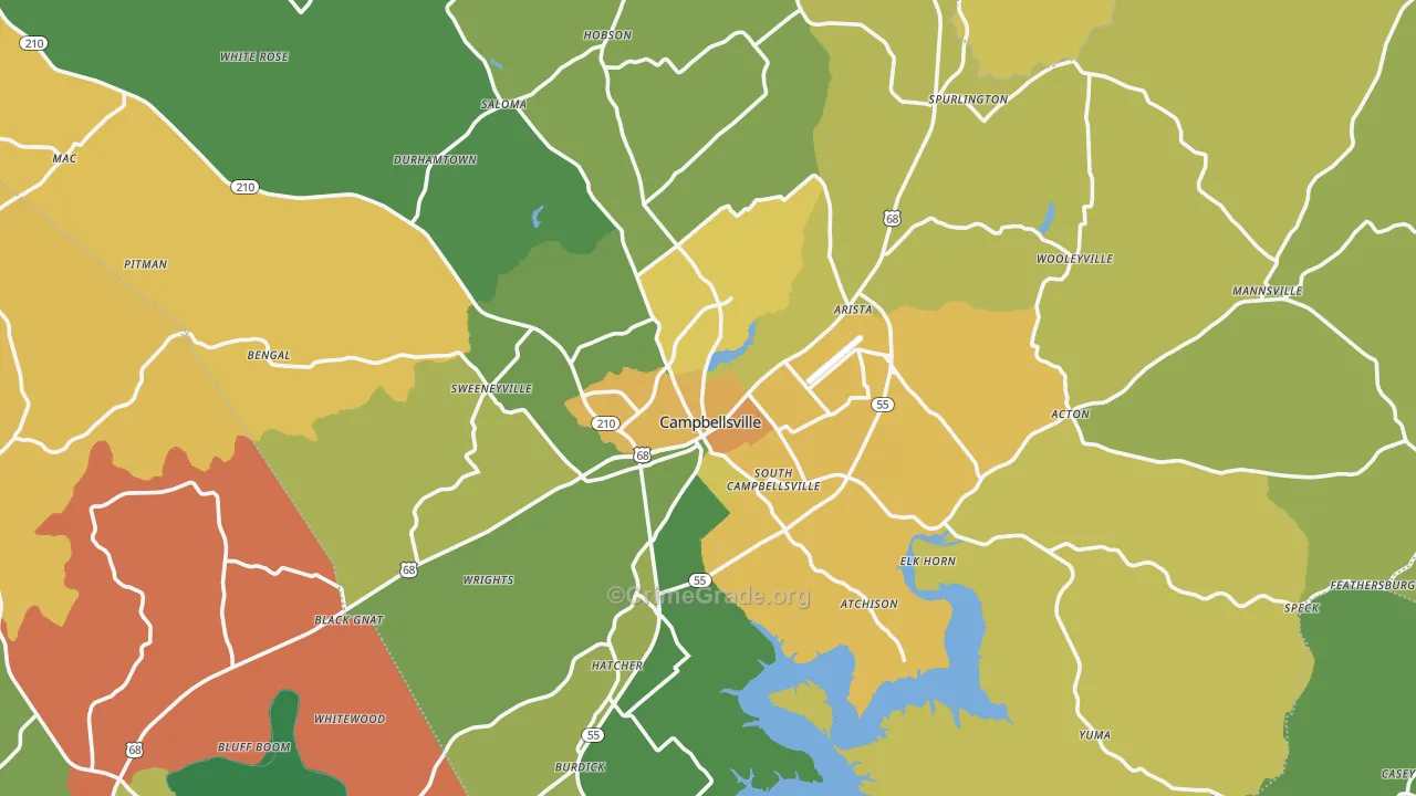 Taylor County, KY Map of Vehicle Theft Rates