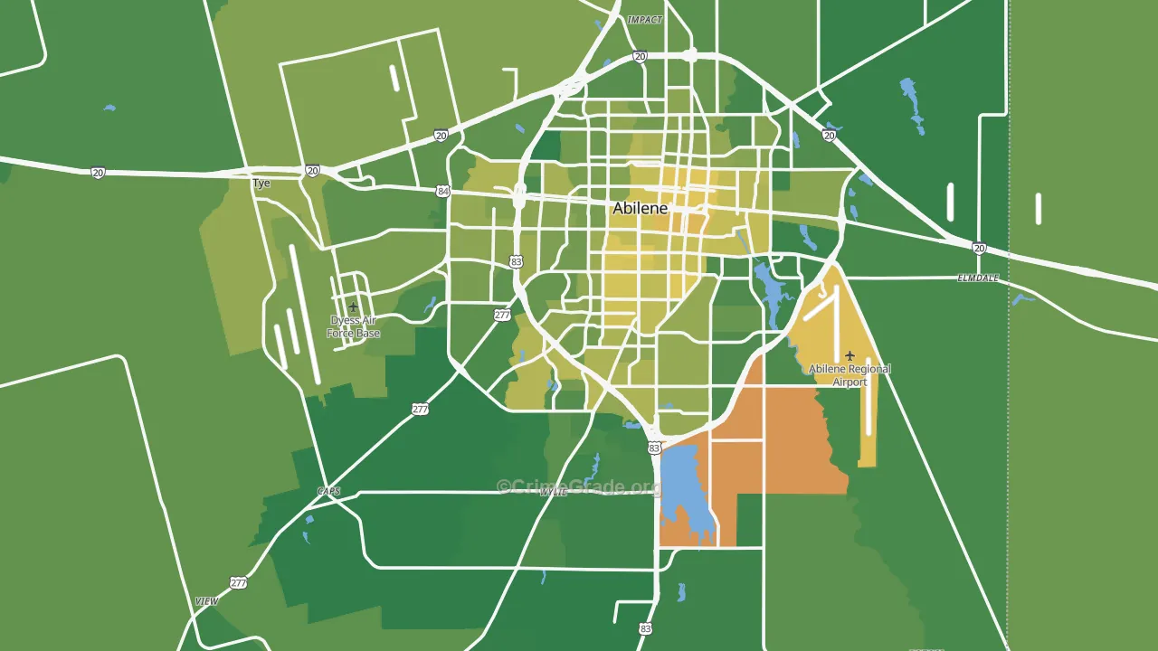 Taylor County, TX Map of Vehicle Theft Rates