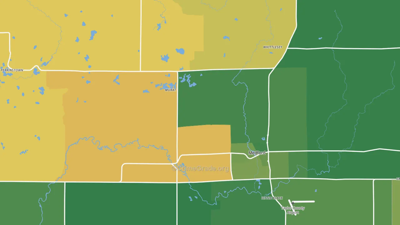 Taylor County, WI Map of Vehicle Theft Rates