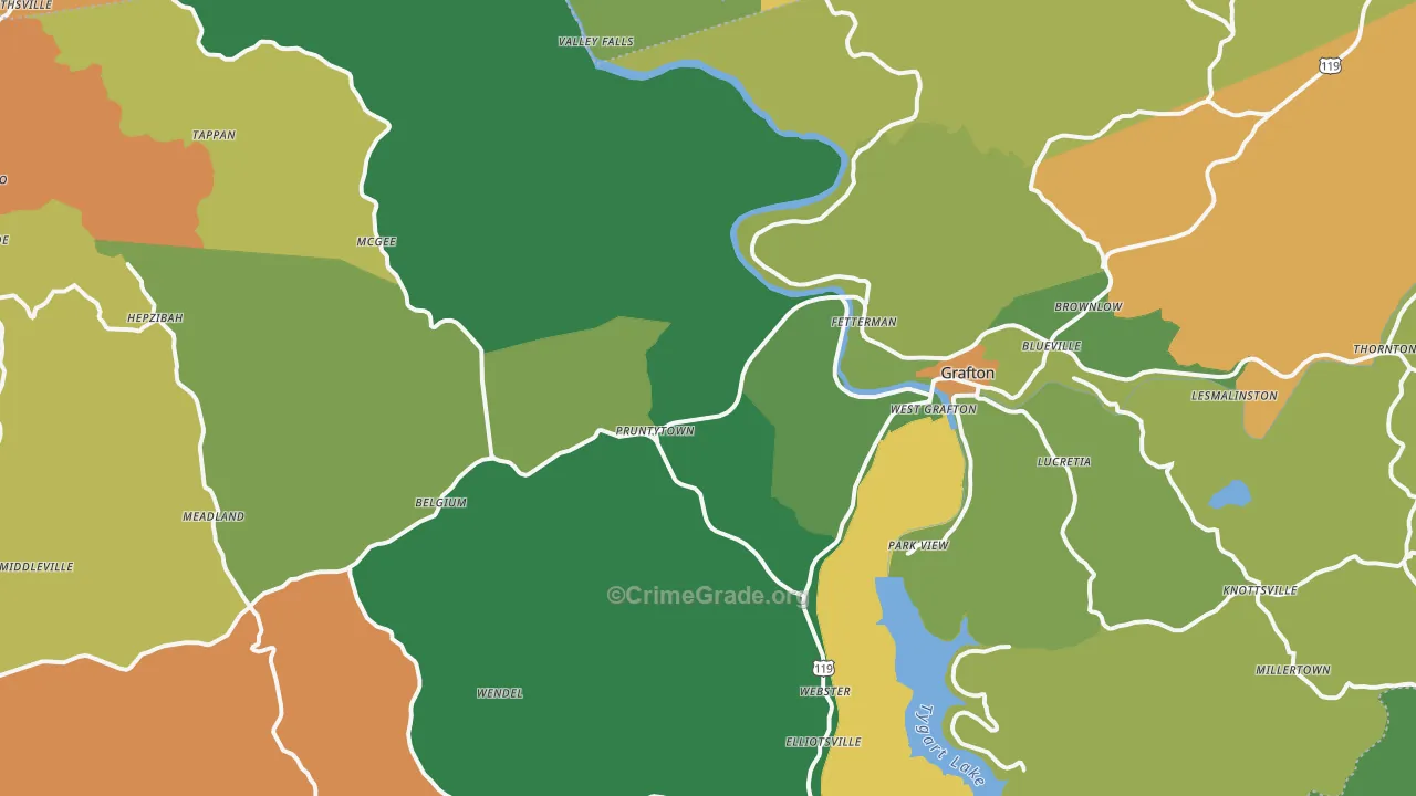 Taylor County, WV Map of Vehicle Theft Rates