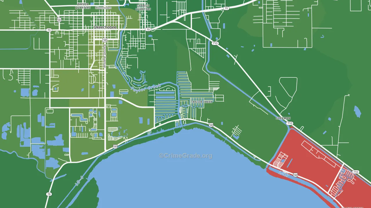 Taylor Creek, FL Map of Vehicle Theft Rates
