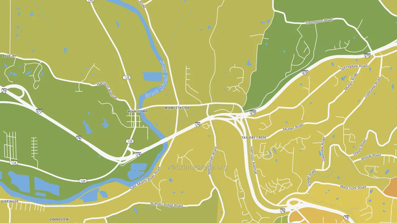 Taylor Creek, OH Map of Vehicle Theft Rates