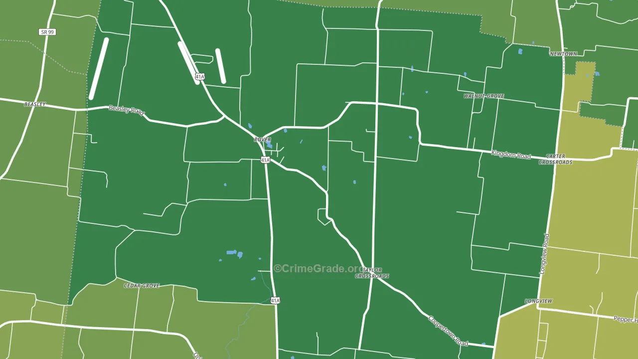 Taylor Crossroads, TN Map of Vehicle Theft Rates