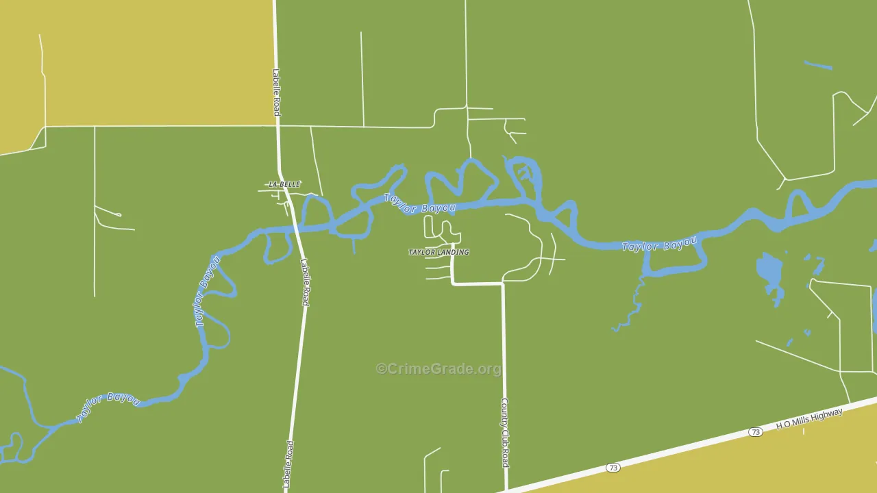 Taylor Landing, TX Map of Vehicle Theft Rates
