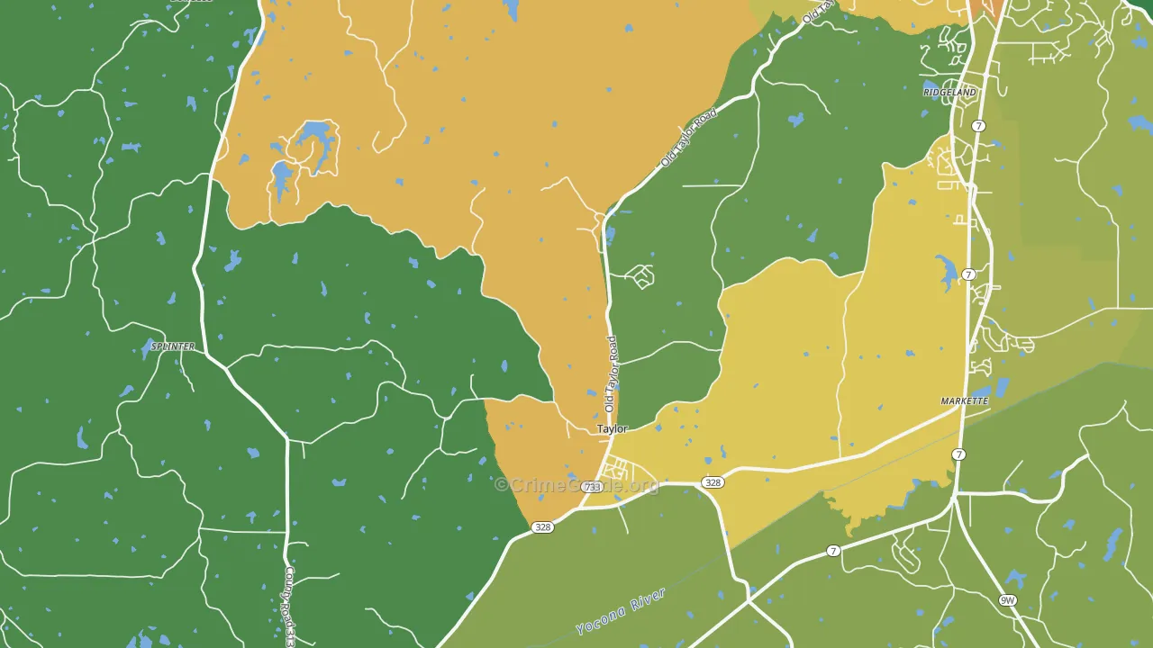 Taylor, MS Map of Vehicle Theft Rates