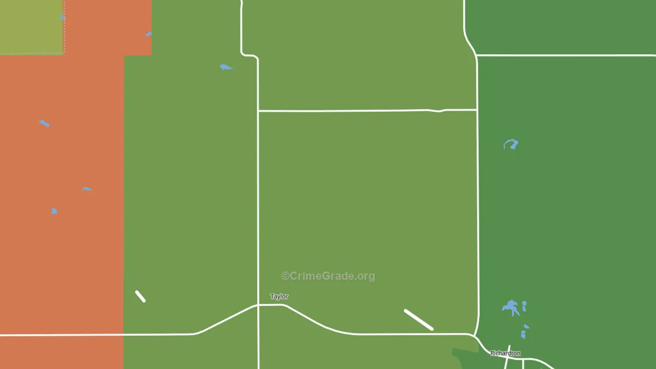 Taylor, ND Map of Vehicle Theft Rates