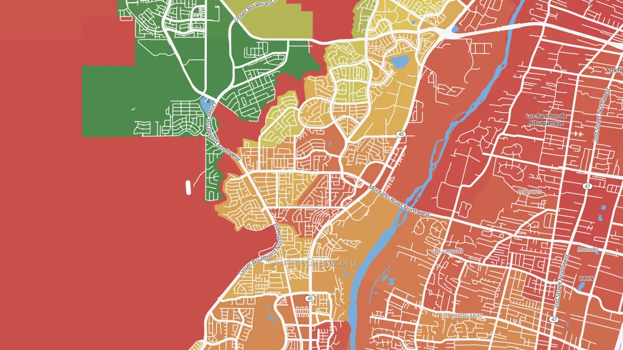 Taylor Ranch, Albuquerque, NM Map of Vehicle Theft Rates