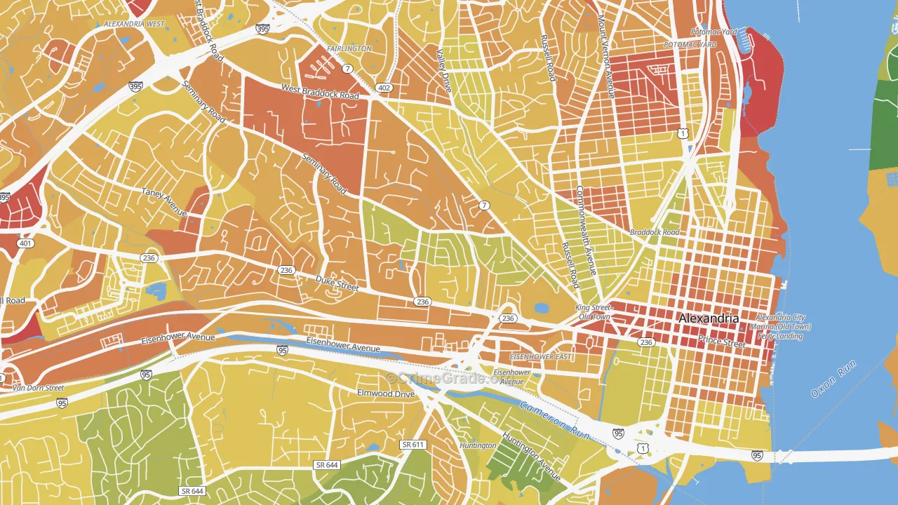 Taylor Run, Alexandria, VA Map of Vehicle Theft Rates