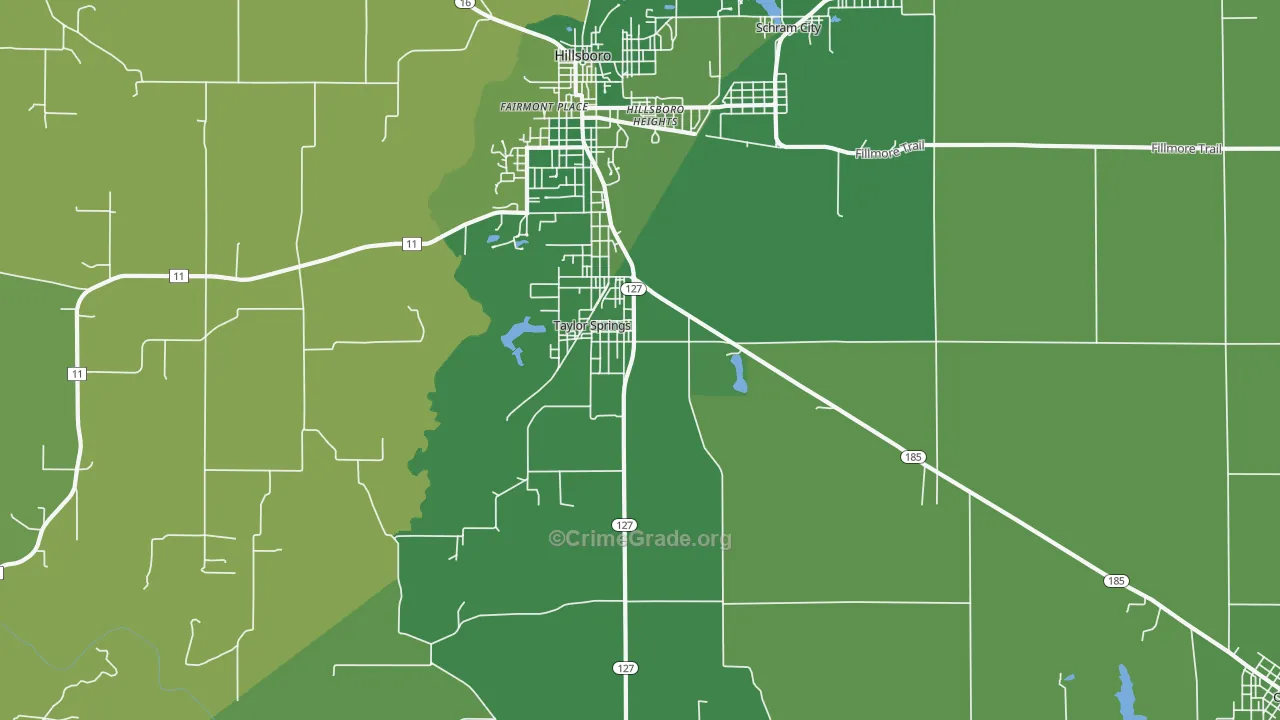 Taylor Springs, IL Map of Vehicle Theft Rates