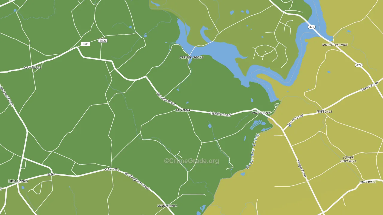Tayloria, PA Map of Vehicle Theft Rates
