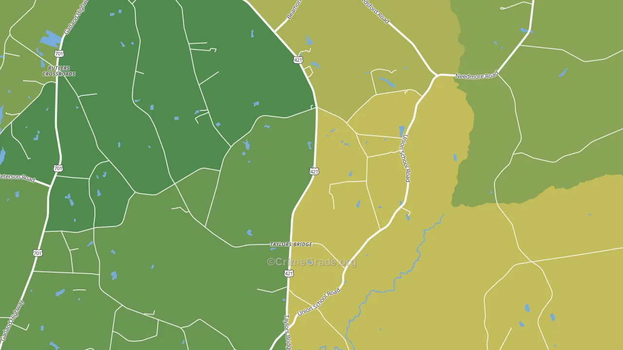 Taylors Bridge, NC Map of Vehicle Theft Rates