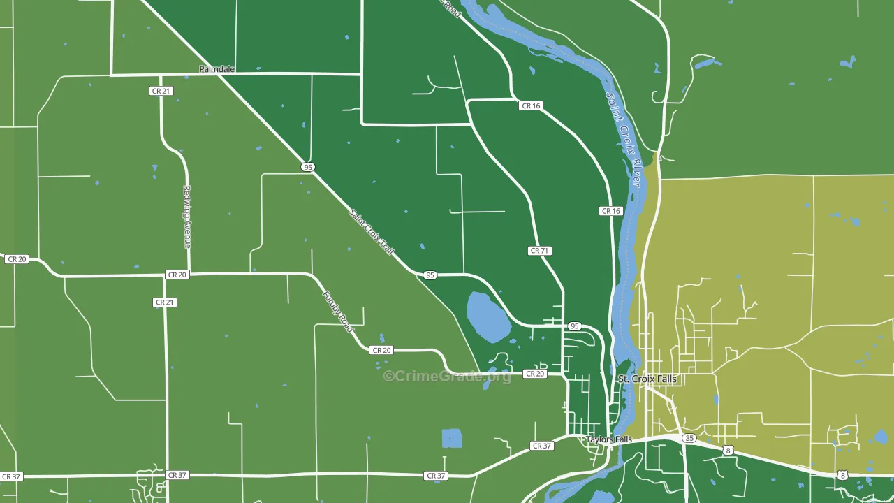 Taylors Falls, MN Map of Vehicle Theft Rates