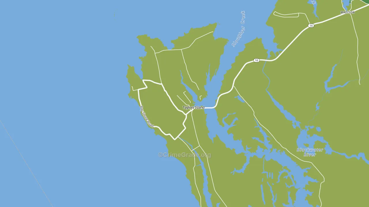 Taylors Island, MD Map of Vehicle Theft Rates