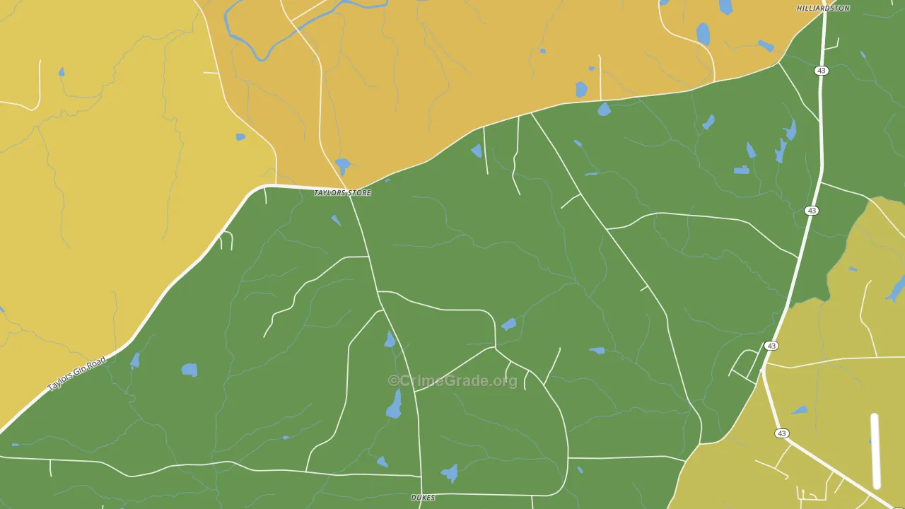 Taylors Store, NC Map of Vehicle Theft Rates