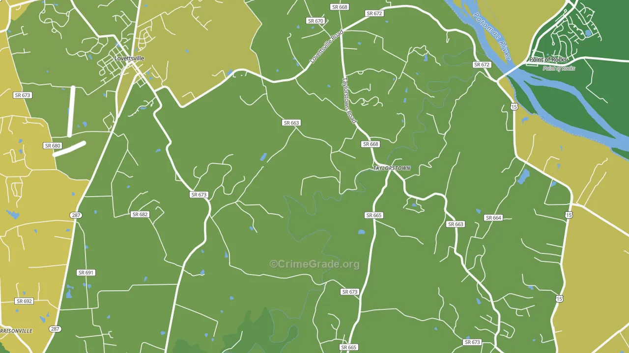 Taylorstown, VA Map of Vehicle Theft Rates