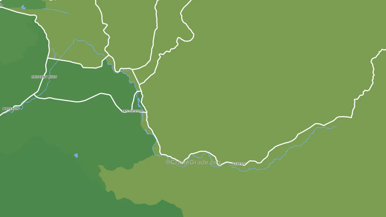 Taylorsville, CA Map of Vehicle Theft Rates