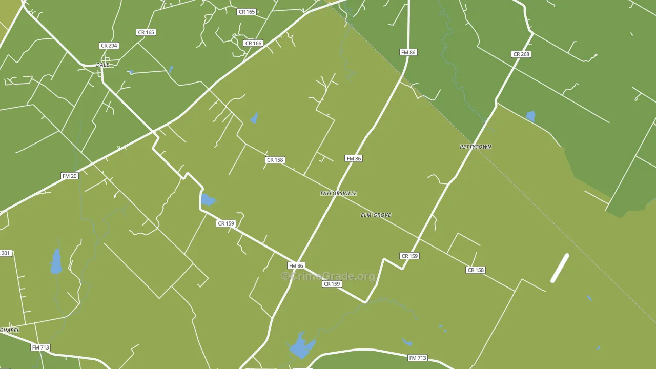 Taylorsville, TX Map of Vehicle Theft Rates