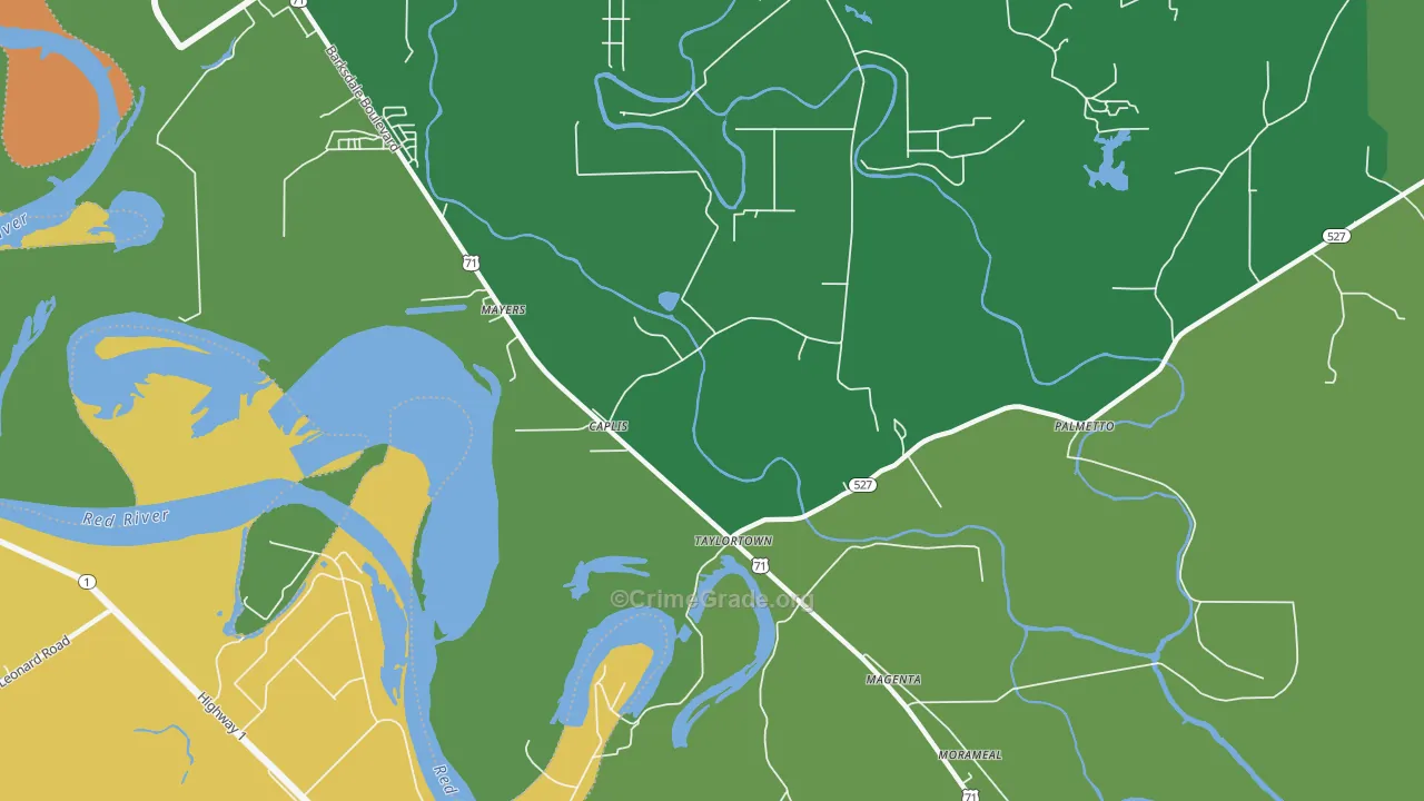 Taylortown, LA Map of Vehicle Theft Rates