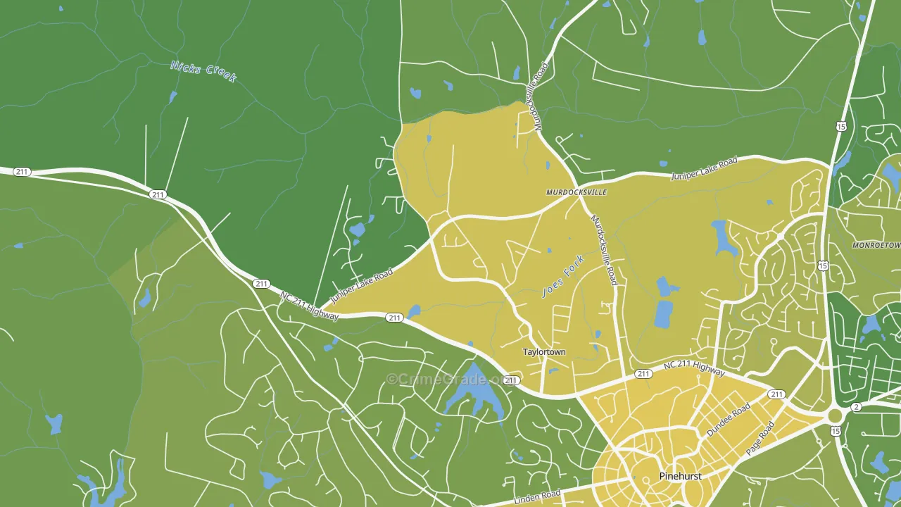 Taylortown, NC Map of Vehicle Theft Rates
