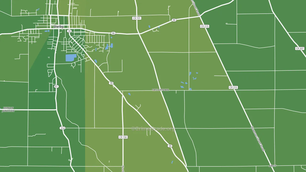 Taylortown, OH Map of Vehicle Theft Rates