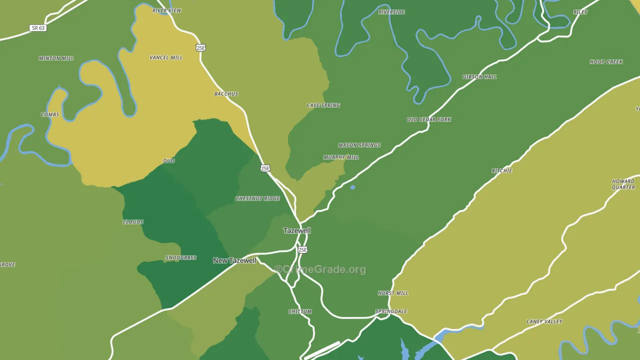 Tazewell, TN Map of Vehicle Theft Rates