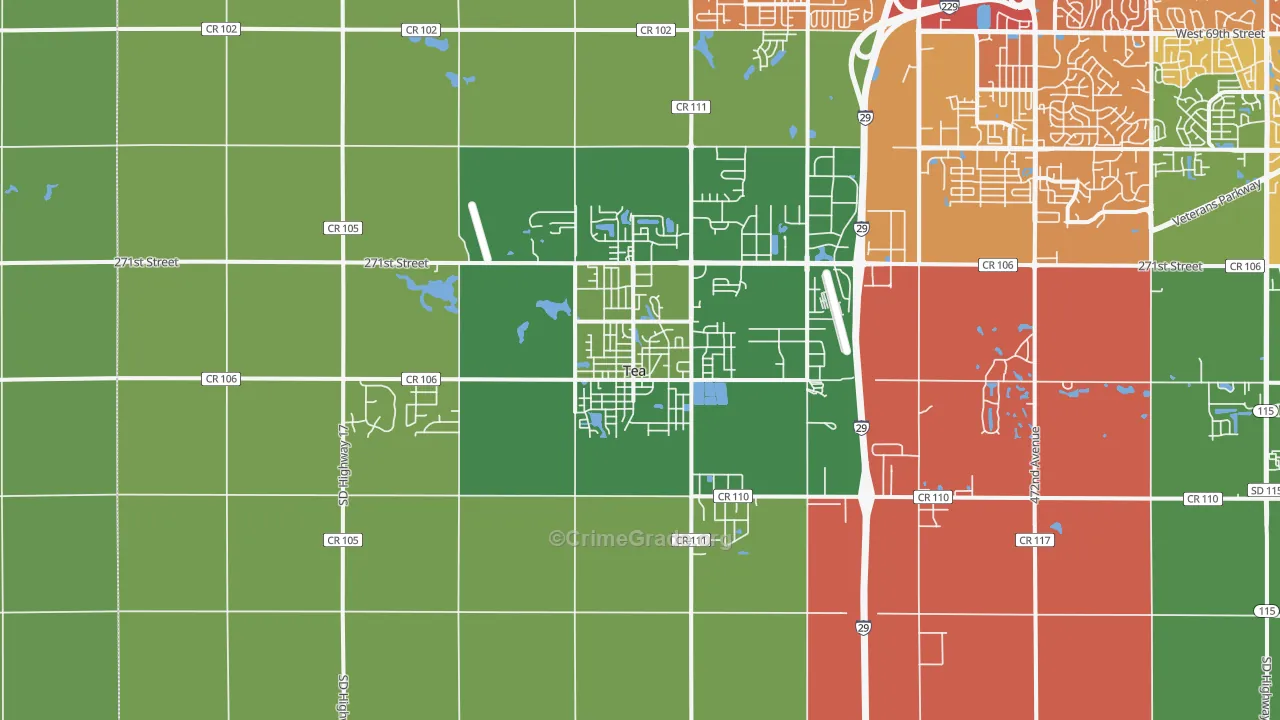 Tea, SD Map of Vehicle Theft Rates